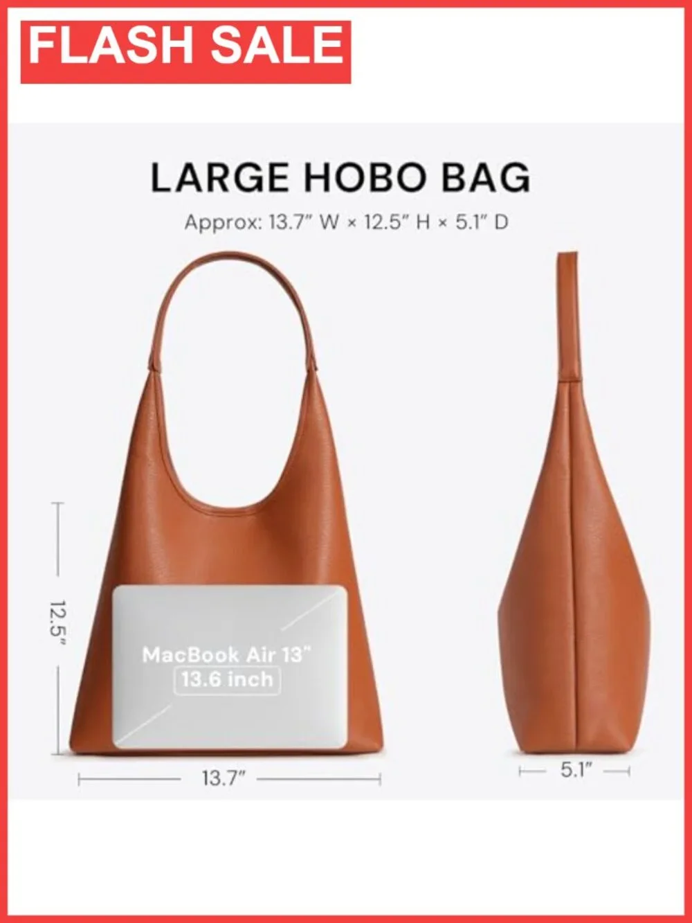 Large Slouchy Hobo Shoulder Bag Soft Vegan Leather Tote Purse 2-Piece Set